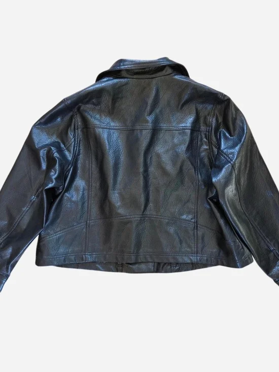 NWT Old Navy Faux Leather Biker Jacket Black Women's Size 2X - Picture 2 of 9